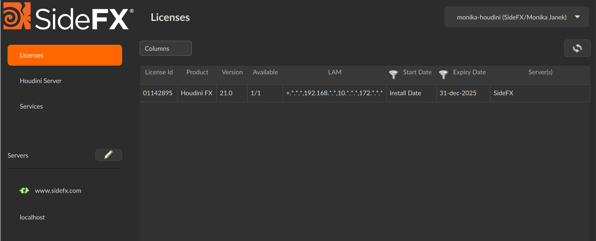 Using SideFX Servers 
